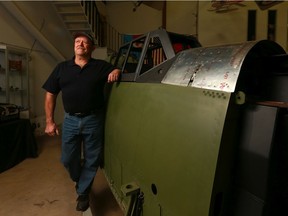 Don Bradshaw with the mid-1940s Messerschmitt Bf 109G-6 he has spent years rebuilding in his garage in Saskatoon.