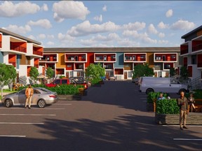 An artist's rendering of a controversial housing development planned by Camponi Housing Corp. in Saskatoon's Blairmore neighbourhood.