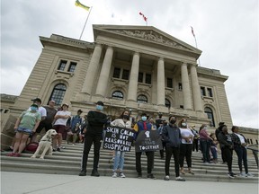 A rally against systematic racism held at the Legislative Building in Regina on June 7, 2020.