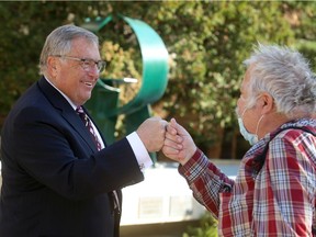 Mayoral candidate Don Atchison says city hall's plan for a bus rapid transit style system should be shelved. Photo taken at city hall in Saskatoon, SK on Friday, October 2, 2020.