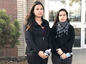Charlee Laverdiere (left) and Rokaya Laverdiere traveled from Edmonton to North Battleford for the three-week-long preliminary hearing for Jesse Sangster. He is one of 10 people charged in connection with the 2019 murder of Tiki Brook-Lyn Laverdiere. The three-week preliminary hearing was scheduled to run until Oct. 16, 2020. (Lisa Joy, Local Journalism Initiative, The Battlefords Regional News-Optimist)