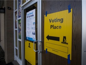 A polling station for the provincial election in Saskatoon, SK on Monday, October 26, 2020.