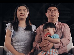 Xin Wan (left) and Jun Wang with their son Ryan are pictured in Jia, a documentary film by Weiye Su that was filmed in summer 2020 at the Soundstage in Regina, Sask.