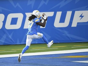 University of Regina Rams product Tevaughn Campbell, now of the Los Angeles Chargers, scores his first NFL touchdown.