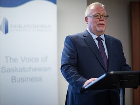 Steve McLellan, CEO of the Saskatchewan Chamber of Commerce, speaks at the chamber's office on Cornwall Street. BRANDON HARDER/ Regina Leader-Post