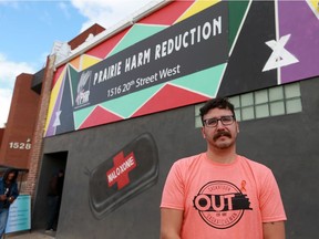 Jason Mercredi, executive director at Prairie Harm Reduction, poses in front of the organization's drop-in centre. Photo taken in Saskatoon, SK on Wednesday, September 30, 2020.