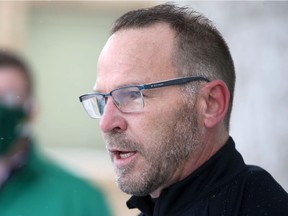 Saskatchewan Party Saskatoon Riversdale candidate Marv Friesen kicks off election week with Saskatchewan Party Leader Scott Moe to mark the opening of advance polling locations. Photo taken in Saskatoon, SK on Tuesday, October 20, 2020.