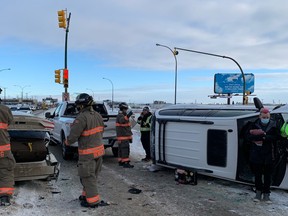 Saskatoon firefighters were called to the scene of a collision on Circle Drive near Airport Drive Thursday morning.