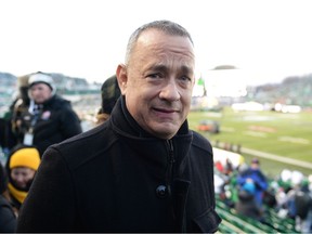 Tom Hanks is shown at Taylor Field on Nov. 24, 2013, when the 101st Grey Cup game was played.