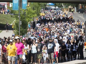 Thousands joined the Rock Your Roots Walk for Reconciliation in Saskatoon in Victoria Park June 22, 2016. Saskatoon has the third highest share of Indigenous people among census metropolitan areas in Canada, but nearly half of Indigenous people in Canada lives in communities classified as rural in 2016.