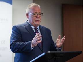 Steve McLellan, CEO of the Saskatchewan Chamber of Commerce, speaks at the chamber's office on Cornwall Street in Regina, Sask., in September of 2019