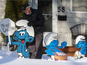 Longtime Murphy Crescent homeowners Dale and Wanda Peckenpaugh founded Saskatoon's "Smurphy Crescent" in 1981 and have been putting up their holiday-themed Smurf display ever since.