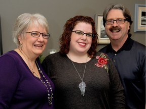 Lesly Kelly and her parents Sean and Jewel Kelly. While Kelly was going to visit her parents in Kelowna for Christmas this year, she's decided to stay in Saskatoon.