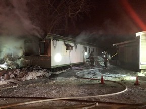 Saskatoon Fire Department responded to a mobile home fire on Dec. 6 on the 1500 block of Rayner Avenue. (Photo courtesy Saskatoon Fire Department)