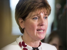 Minister of Agriculture and Agri-Food Marie-Claude Bibeau speaks to media after meeting with agricultural industry leaders in Saskatoon on March 29, 2019.