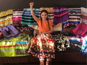 Support came from far and wide for Cote First Nation girl Isabella Kulak, who in December 2020 was shamed at school over her ribbon skirt (Facebook / Judy Pelly)