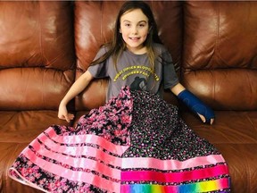 Support has come from far and wide for Cote First Nation girl Isabella Kulak, who in December 2020 was shamed at school over her ribbon skirt (Facebook / Judy Pelly)