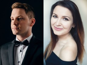 Interim executive director of the Saskatoon Opera Spencer McKnight (left) is planning live streamed concerts during the COVID-19 pandemic, including a performance titled Ukrainian Art Song on a Starlit Night featuring soprano Kateryna Khartova (right) and pianist Sophia Mycyk on Jan. 23, 2021.