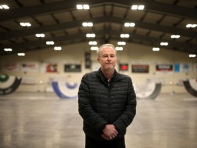 Dean Kleiter, president of the Sutherland Curling Club, stands where there would normally be ice at the curling rink which has been temporarily closed due to COVID-19 restrictions. Photo taken in Saskatoon on Wednesday, January 20, 2021.