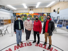 Robert Doucette, Breanna Doucette-Garr, Charleen Coty and Adam Terlesky (left to right) are part of the Saskatoon Indian and Metis Friendship Centre team working to open a day drop-in shelter for youth. Photo taken in Saskatoon, SK on Tuesday, January 26, 2021.