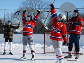 SASKATOON, SK-- January 27/2021 - 0128 you outdoor theatre - Sum Theatre and La Troupe du Jour preview their upcoming show The Hockey Sweater, a musical on ice, at Victoria School rink. Photo taken in Saskatoon on Saturday, January 27, 2021.