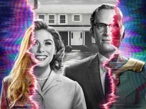 Elizabeth Olsen and Paul Bettany play two super-powered beings living idealized suburban lives in WandaVision.