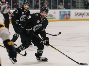 Carson Stadnyk and the U of S Huskies in action against the UBC T-Birds in the Canada West final at Merlis Belsher Place on the U of S campus on Saturday, February 29, 2020 in Saskatoon.