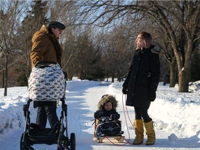 Forrest Budgell-Eaglespeaker and Nevada Freistadt of the band the North Sound enjoy going for walks together as a family with their three-year-old, Aspen, and three-month-old Apanii.