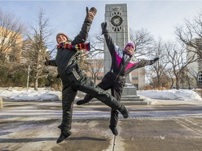 KSAMB Dance Company co-directors Kyle Syverson, left, and Miki Mappin were going to have their outdoor show NUIT DE COULEURS on Feb. 5th, but due to cold weather moved it to Feb. 12.