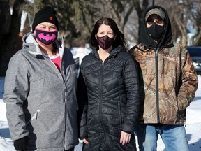 Glenna Henderson, Daina Kary and Robert Belley have come together to organize a Community Caring Camp for homeless people in the city. Photo taken in Saskatoon on Friday, February 19, 2021.