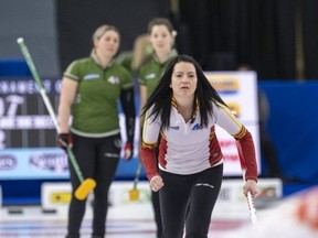 Team Canada’s Kerri Einarson, ran her record to 8-1 with a win Friday afternoon at the Markin MacPhail Arena in Calgary, putting her close to clinching a playoff spot. Andrew Klaver/Special to Postmedia