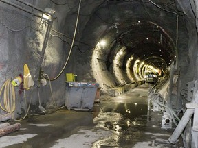 Media and visitors on a tour underground at the grand opening of the Cigar Lake Mine in northern Saskatchewan, September 23, 2015.