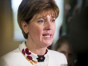 Minister of Agriculture and Agri-Food Marie-Claude Bibeau speaks to media after meeting with agriculture industry leaders in Saskatoon on Friday, March 29, 2019.