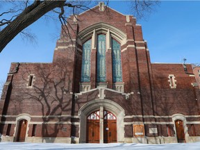 Heritage property Knox United Church on Spadina Crescent and 24th Street.