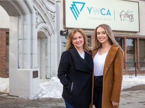 Bonnie, left, and Bailey Gitzel stand outside the YWCA. The Gitzel family has donated $100,000 to the YWCA. Photo taken in Saskatoon, SK on Friday, March 5, 2021.