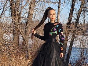 Plains Cree fashion designer Megan Dreaver creates pieces with an "Indigenous flair" to embrace parts of her culture and heritage in her work. (Supplied / Photo courtesy of Megan Dreaver)