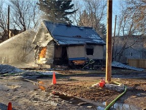 A body was found at the scene of a house fire and explosion in Prince Albert on March 20, 2021 on the 500 block of 5th Street East. Police are treating the death as suspicious.