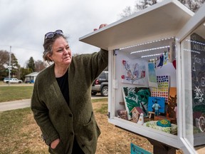 Art teacher Suzy Schwanke is hoping to bring "a little joy to the community" by installing a tiny art gallery on her front lawn in Saskatoon's Queen Elizabeth neighbourhood.