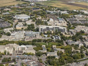 An aerial view of the University of Saskatchewan campus.