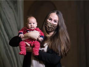 Regina University MLA Aleana with her baby Hara in the Saskatchewan legislature last December.
