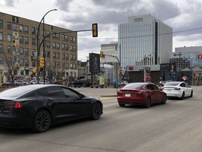 About 10 electric vehicles drove through downtown Saskatoon to protest the new electric vehicle tax announced in this year's provincial budget. The rally took place as electric vehicle owners protested outside of the Saskatchewan Legislative Building in Regina.