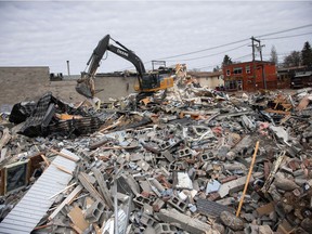 Demolition of a building at 639 Main St. is underway. A 15-storey apartment building is expected to go up at the busy intersection in Nutana.
