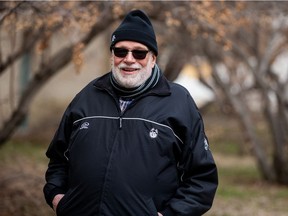 Michael PJ Kennedy, who taught a hockey in Canadian literature course for the department of English at the University of Saskatchewan, is a longtime hockey fan and supporter of the Huskies hockey programs. Photo taken in Saskatoon on Monday, April 19, 2021.