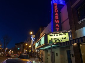 No one truly knows when laughter and applause will run rampant again at Saskatoon's beloved Broadway Theatre. A recent note from the staff and board said the venue remains closed for all public events due to the pandemic. (Photo by Molly Cone for the Saskatoon StarPheonix)