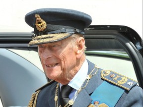 Prince Philip, Duke of Edinburgh attends the official unveiling of the Bomber Command Memorial by Queen Elizabeth II at Green Park on June 28, 2012.