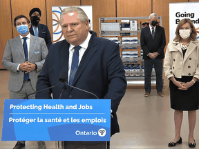 Ontario Premier Doug Ford leads a COVID-19 briefing on Friday, March 26, 2021.