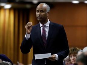 Canada's Minister of Families, Children and Social Development Ahmed Hussen speaks during Question Period in the House of Commons on Parliament Hill in Ottawa, December 9, 2019.