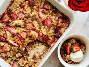 Strawberries-and-cream baked oatmeal