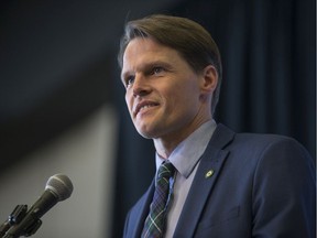 Saskatoon Mayor Charlie Clark delivers the state of the city address to Chamber On Business Signature Luncheon at TCU Place in Saskatoon, SK on Tuesday, April 16, 2019.