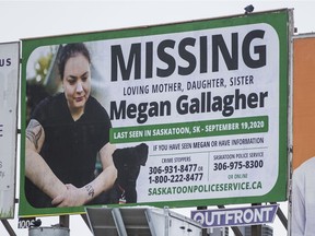 Megan Gallagher's family has put up a billboard at Idylwyld Drive and 20th St asking for information on her location. Megan was last seen September 18, 2020. Photo taken in Saskatoon, SK on Tuesday, December 1, 2020.